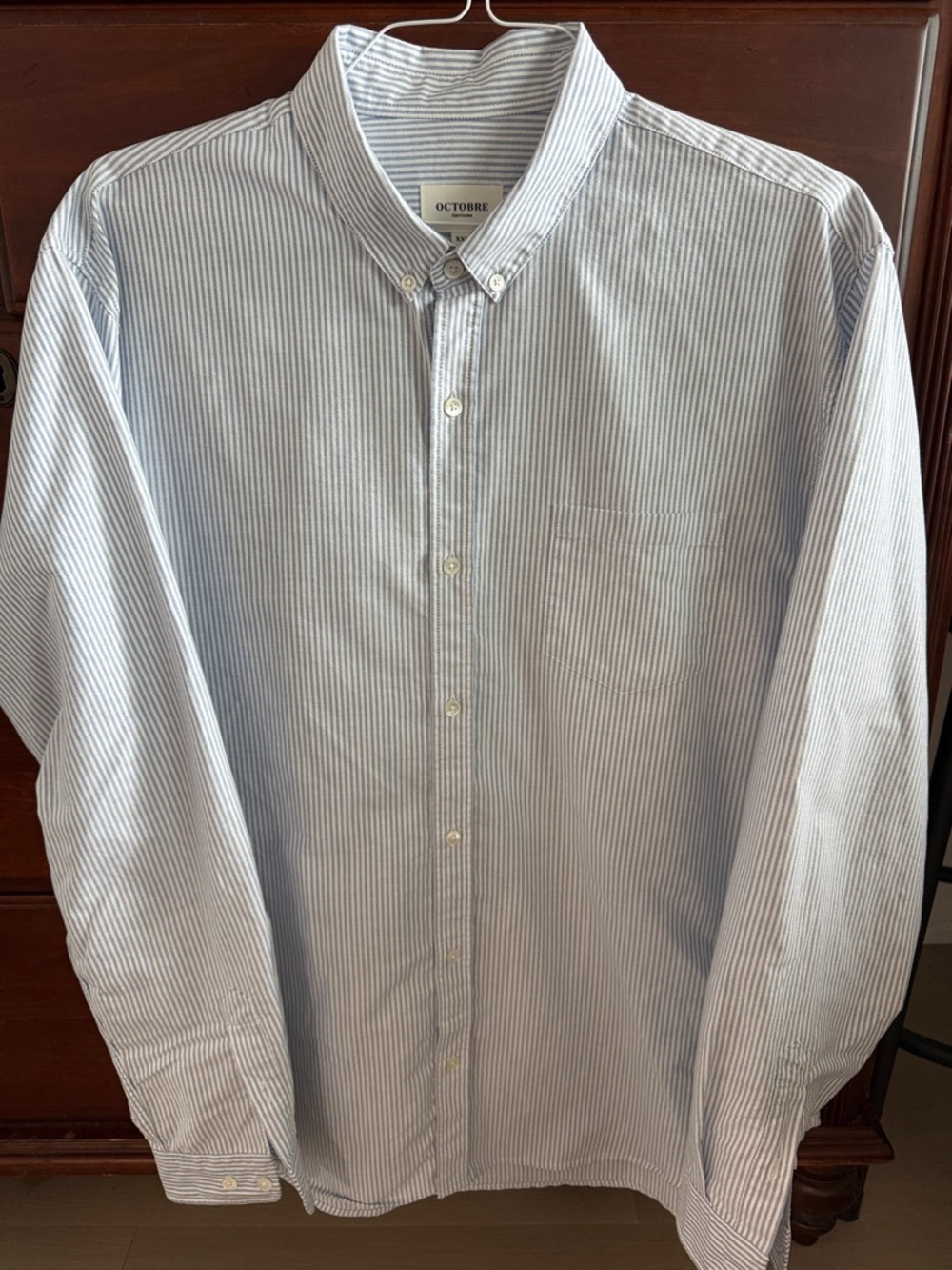 Octobre-Editions Blue Stripe Men's Button-Down Charlie Oxford Shirt - FR XXL